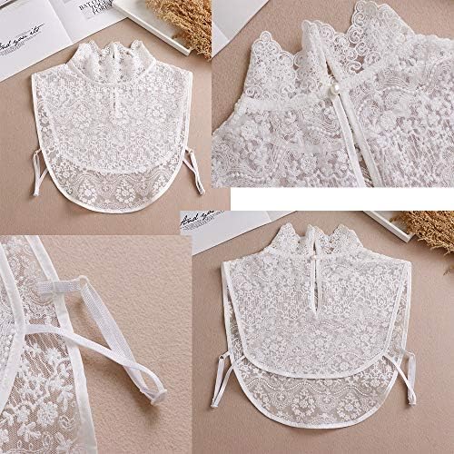Colletto finto in cotone per donna e abo da uomo Mezza camicia casual Colletto staccabile Camicetta da donna Top Maglione Set di polsini finti  200000297