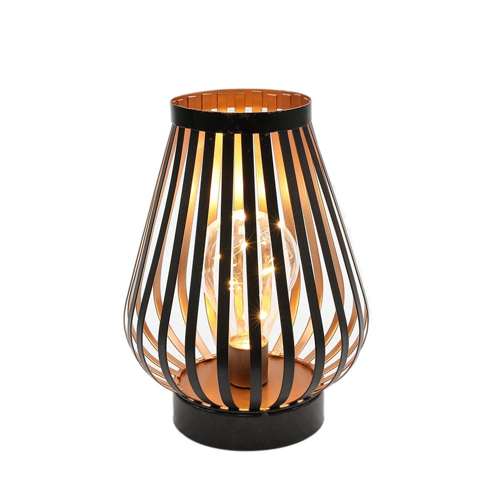 JHY Design Lampada da tavolo in stile retrò, stile geometrico, altezza 30 cm, semplice Iron Art, senza fili, con batteria e timer di 6 ore, per balcone, feste di matrimonio, per interni