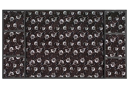 Image of Stylista Refridgerator top Cover Suitable for Samsung RS76CG8003S9HL, 653 Liter Fridge, Dimension (WXD) 71x141 CM, Floral Pattern Dark Brown