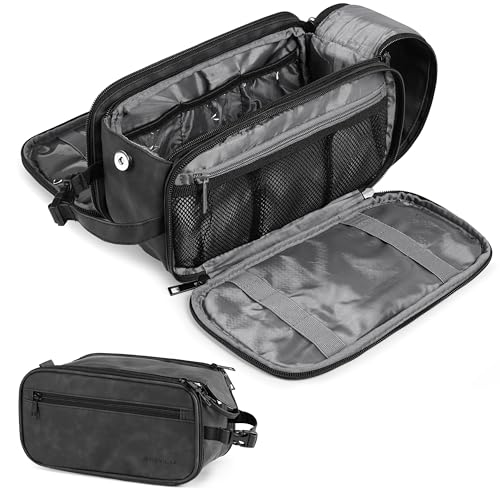 PAVILIA Bolsa de Higiene Pessoal Unissex, Bolsa de Viagem com Organização para Artigos de Higiene, Kit de Maquiagem Essenciais, Preta, Grande