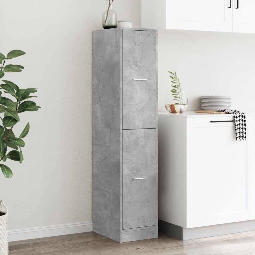 Armario farmacéutico gris hormigón de madera 30 x 41 x 144,5 cm con 4 cajones, espacio de almacenamiento para oficina, salón, pasillo, taller, armario versátil multiusos para orden y estante