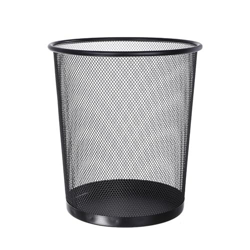 Image of Haofy Metal Mesh Trash Can, Sturdy Iron Trash Bin, Circular Shape, Convenient, Lightweight, Compact, High Strength, Mesh Trash Can for Kitchen Bathroom Office Room (Black), Haofyhx1ds97tg2-11