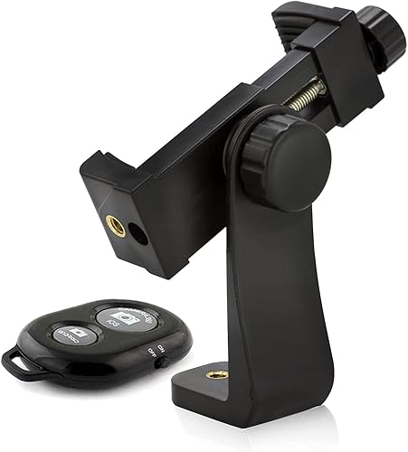 Miniatura 1 de AGG2452 - Adaptador universal de montaje en trípode para teléfono celular, soporte para teléfono inteligente y obturador remoto de fotos, compatible