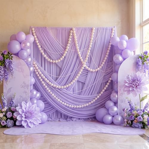 Image of Wedding Arch Draping Fabric, 1 Panel 30 inch x 20Ft Lavender Sheer Curtain Drapes Extra Wide & Long Backdrop Curtains for Bridal Shower Backdrop Outdoor Party Arches Church Ceremony Decoration