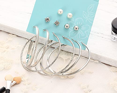 Image of Shining Diva Fashion Stylish Combo Design 6 Pairs Metal Earrings for Women and Girls (F12787er)