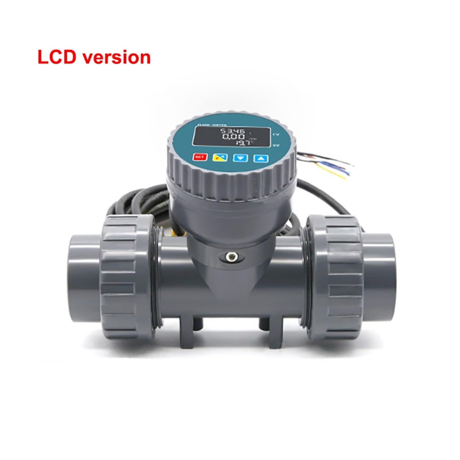 Caudalímetro con pantalla Digital inteligente de alta precisión DN25-80, caudalímetro electrónico LCD RS485, Sensor flujo PVC for riego granja/jardín, Anticorrosión | DN40,LCD version