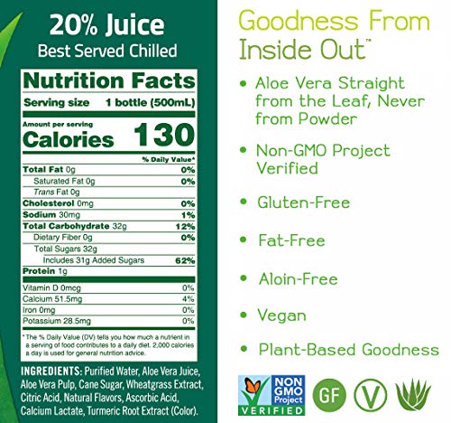 ALO Aloe Vera Juice Drink | AWAKEN - Aloe Vera + Wheatgrass | 16.9 fl oz, Pack of 12 | Plant Based Drink with Real Aloe Vera Pulp - Image 3