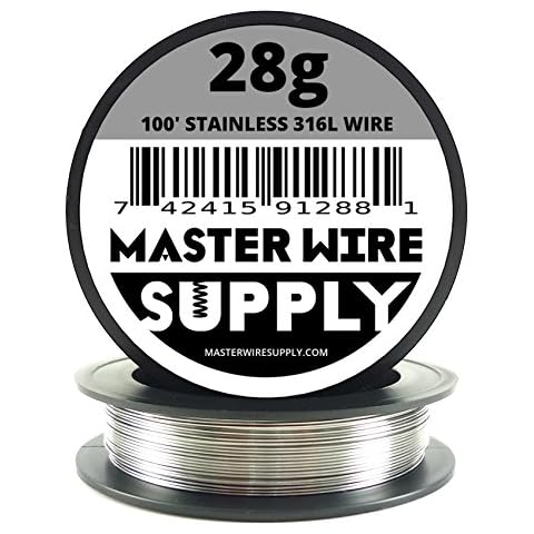 Stainless Steel 316L - 100' - 28 Gauge Wire - 100ft - 0.32mm - 0.013in - Made in USA - Master Wire Supply Cover