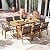 HAPPYGRILL 9-Piece Acacia Wood Outdoor Dining Set for 6-8, Expandable Patio Table and Chairs Set with 1.97” Umbrella Hole, Breathable Fabric Seat, Dining Furniture Set for Backyard, Garden, Deck