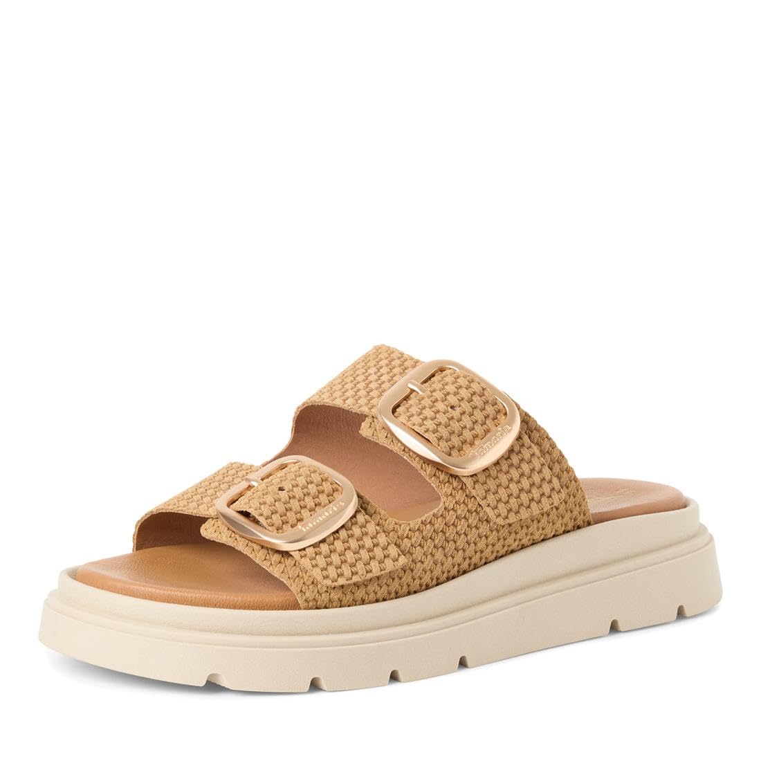 Tamaris Women's leather mules with wedge heel brown 7.5 UK