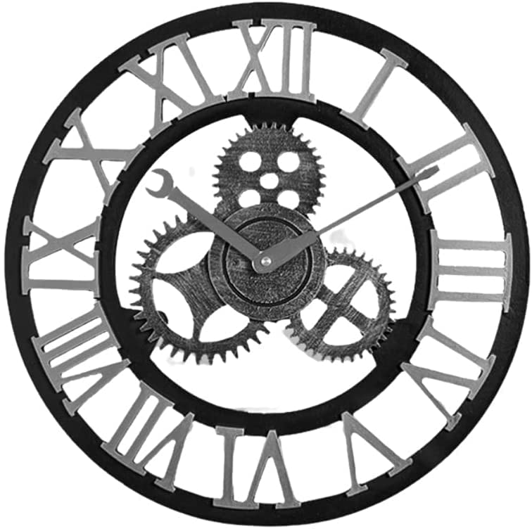 Reloj de pared Reloj de pared retro, reloj de pared de estilo industrial silencioso Gear para tienda, sala de estar, dormitorio, oficina, decoraciones hermosas y elegantes para el hogar Silencio