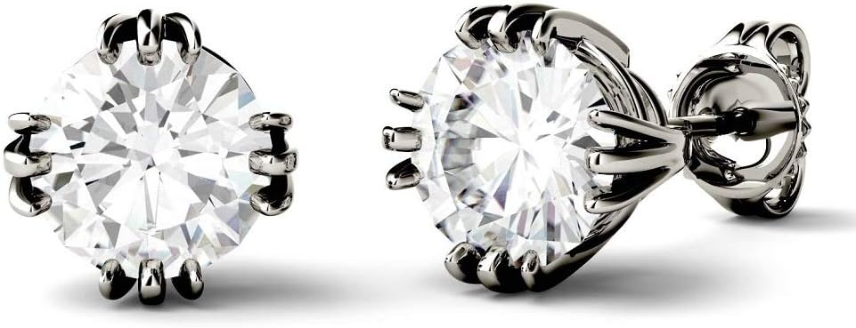 2.00CT Brilliant Round Cut, VVS1 Clarity, Colorless Moissanite Diamond, 925 Sterling Silver, Triple Prong Stud Earrings Screw Back, Perfact for Gift Or As You Want