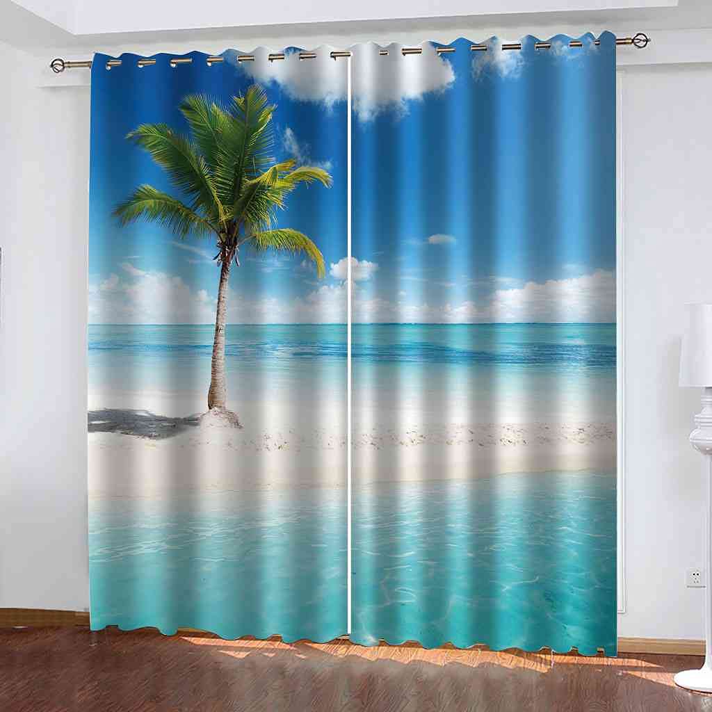 Rideau Thermique et Isolant Phonique Motif Plage pour Chambre