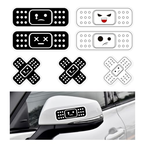 Image of Car Cartoon Decals, Strip & Cross Funny Bandage Auto Stickers with UV Protection, Waterproof Self-Adhesive Cute PVC Decals, Universal Car Accessories for Decor (Black)