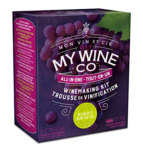 DIY My Wine Co., Premium All-In-One Wine Making Kit, Makes over 5 Bottles/4 Liters of Wine, Pinot Grigio, 2.17L