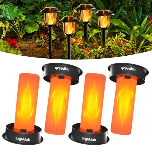 BrightArk 4 Stück Solarleuchten Ersatzteile 8cm mit Realistische Flammeneffekte 1 2V 600mAh Solarleuchten Ersatz IP44 Wasserdichte Solarpanel Solarmodul für Gartenleuchten Solarlampen Laterne Deckel