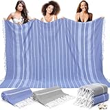 VitalCozy 2 Pcs Oversized Turkish Beach Towel 100% Cotton Giant Turkish Beach Blanket 61' x 82' Extra Large Sand Free Quick Dry Light Beach Towel for Adults Beach Accessories Gifts