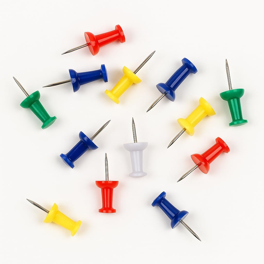 Tia Crafts 150 Pcs Soft Board, Cork Board Push Pins – Strong Tracks & Gem Fasteners for Notes, Notice Display Surfaces at Office, Classroom, School & Shop Use