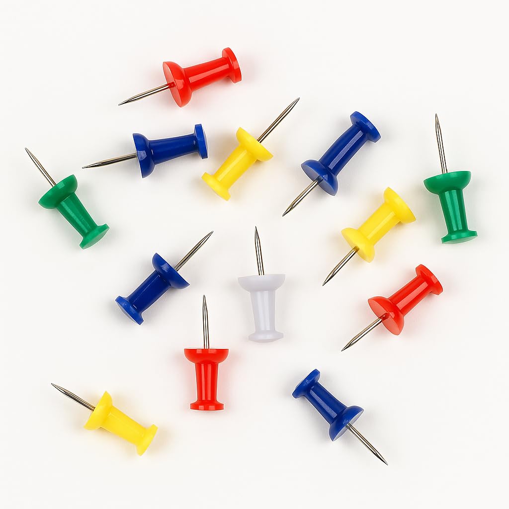 Tia Crafts 150 Pcs Soft Board, Cork Board Push Pins – Strong Tracks & Gem Fasteners for Notes, Notice Display Surfaces at Office, Classroom, School & Shop Use