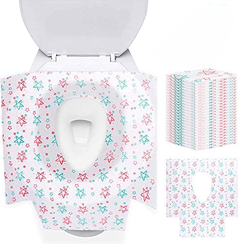 Toilet Seat Covers 20 Pack Disposable Waterproof Toilet Seat Cover Travel Set, 60cm X 65cm Large Full Cover Thicken Non-woven Fabric Toilet Seat Cushion For Toddler Children Family
