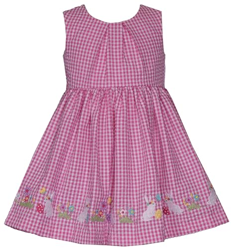 Bonnie Jean Girl's Easter Dress - Pink Gingham Dress w/White Cardigan for Baby, Toddler, and Little Girls, Pink, 0-3 Months2