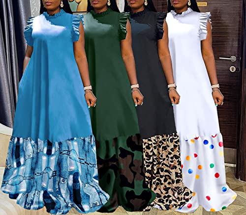 Casual Plus Size Maxi Dress for Women Sleeveless Crewneck Loose A Line Long Dress with Pockets4