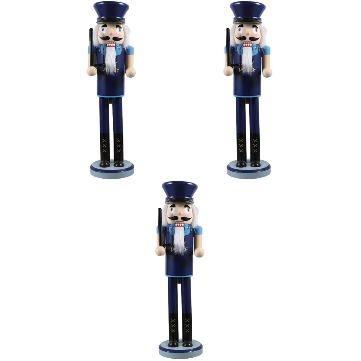 FRCOLOR 3 Piezas Cascanueces de Madera Estilo Policía, Adorno Navideño