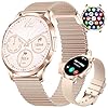 HIRREO Orologio intelligente da donna, 7,9 mm, sottile, 1,32", HD, AMOLED, elegante smartwatch in oro rosa, per iOS Android, ciclo mestruale, monitoraggio della salute, 100+ modalità sportive