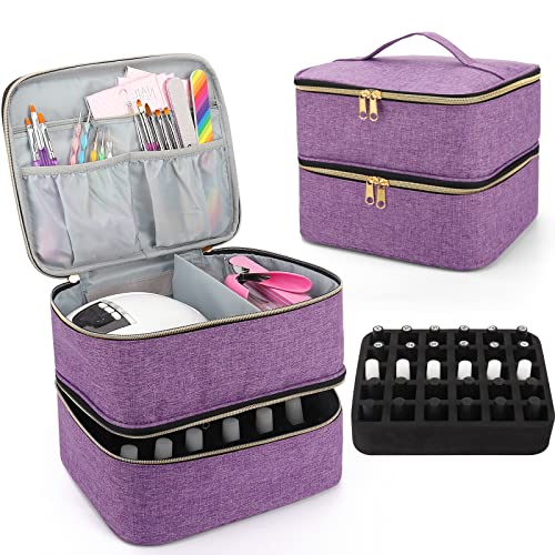 Nail Polish Carrying Case, Detachable Double Layers Nail Polish Storage ...