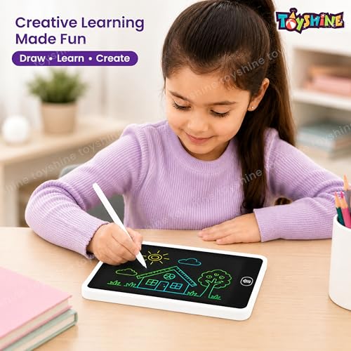 Image of Toyshine 2 in 1 Digital LCD Writing Tablet Children Doodle Board with Pencil Box for Kids 3-10 Years Old Boys /Girls Gifts Education Learning Toy, White