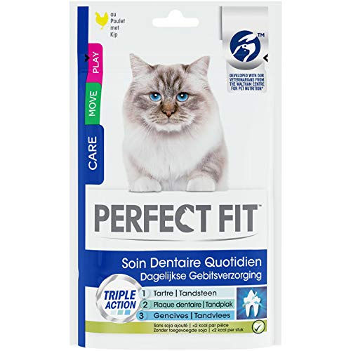 PERFECT FIT Soin dentaire quotidien - Friandises pour chat adulte au poulet, 6 x 55g