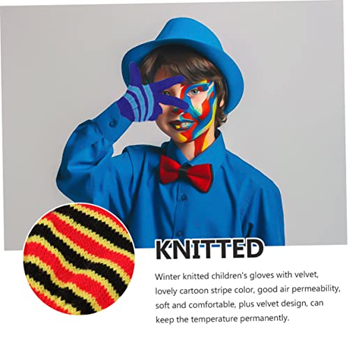 FRCOLOR 6Pairs Warm Knitted Gloves of Full Finger Winter Mittens for Boys and Soft and Comfortable for Cold Weather for Outdoor Activities3