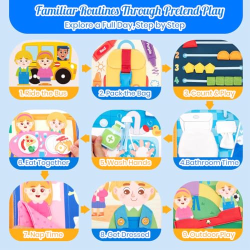 Image of PATPAT A Day at Kindergarten Activity Busy Binder Book for Toddlers 1-3