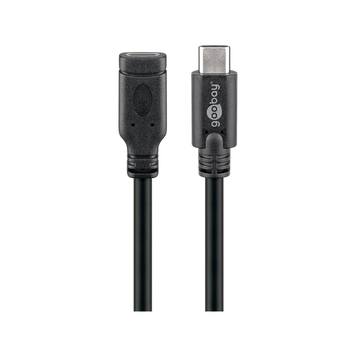 goobay 45393 USB-C Extension Cable USB 3.1 Generation 1, Black, USB-C Male to USB-C Female, 1 m Length