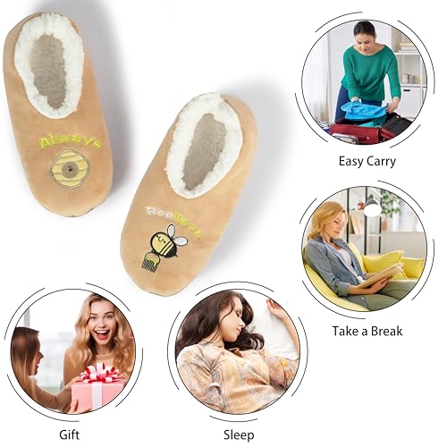 Image of BenSorts Fuzzy Slipper Socks for Women Funny House Slippers with Grips | Warm Cozy Cute Socks Non Slip Gifts Thick Stocking Stuffers Christmas