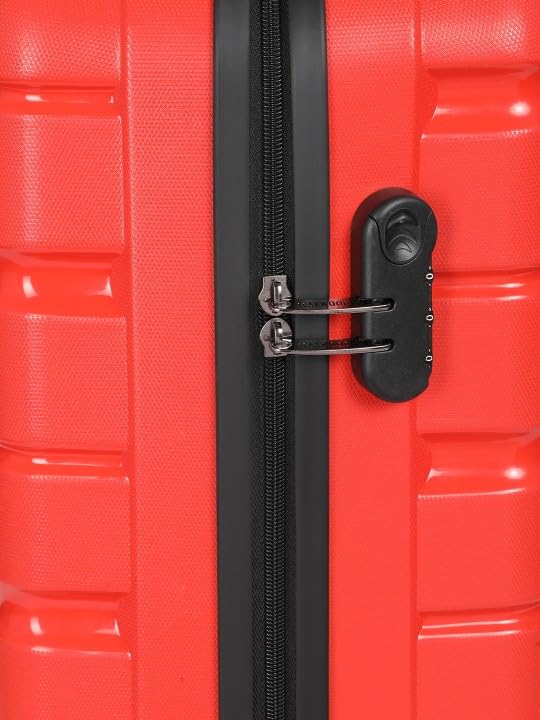 Image of Teakwood Small Size 55 CM 8 Wheels Trolley Bag, Hard Cabin with Zipper Closure, Adjustable Push Button & Cross Side Strap, TSA Lock System 360 Degree (Small, Red)