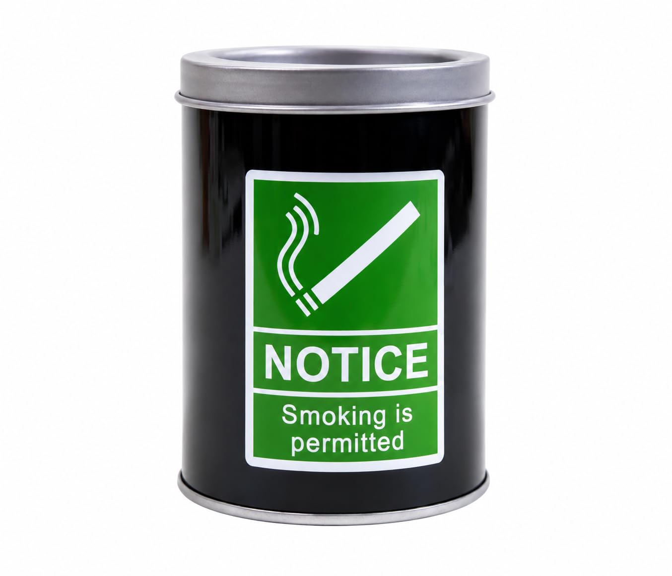 ANNID Novelty Metal Ashtray with Funny Printed Design, Durable Tinplate Cigarette Ash Tray, Decorative Smoking Accessory for Home, Garden, Patio & Man Cave (Notice)
