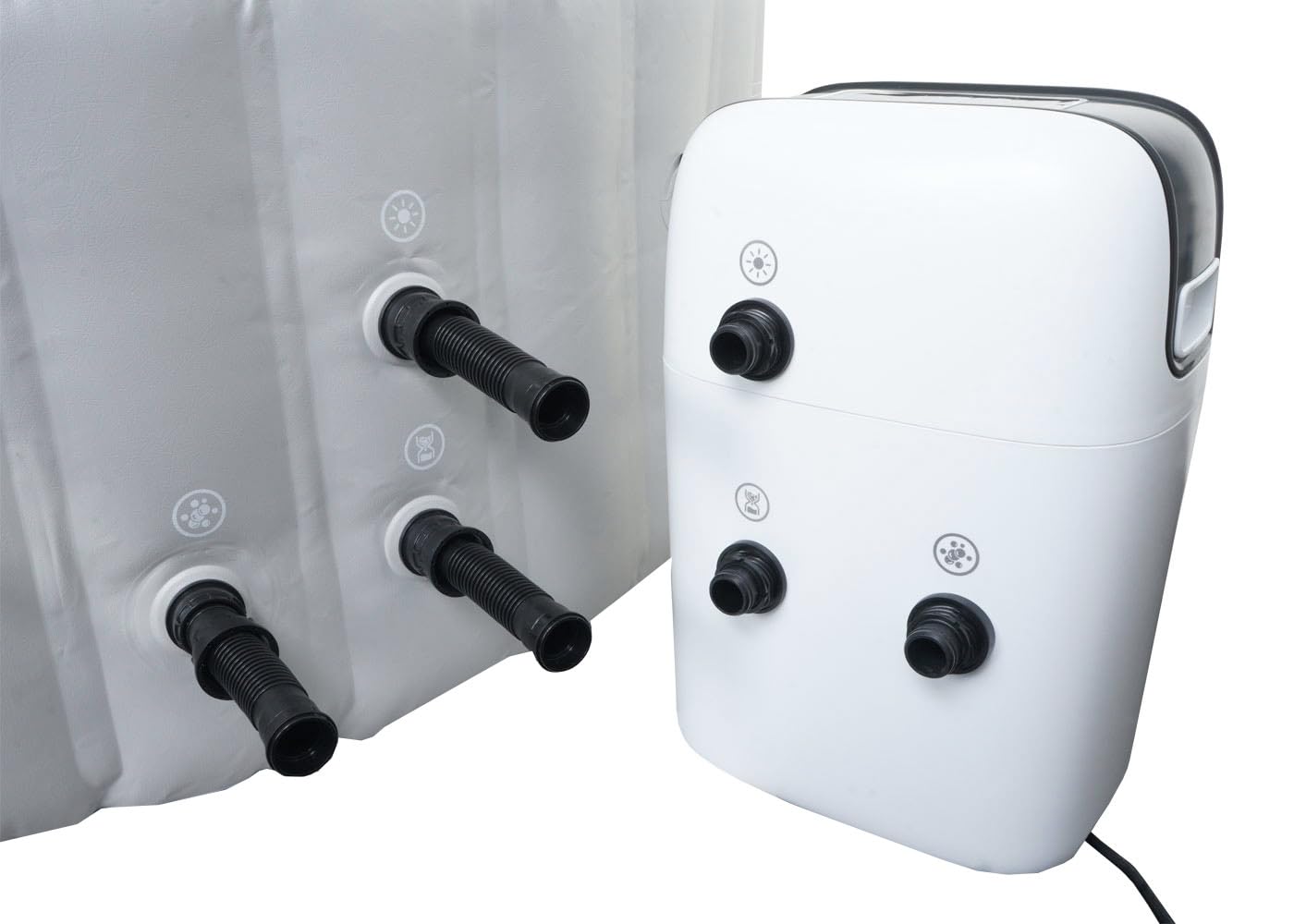Mendler Whirlpool HWC-N97, 4 Personen, In-/Outdoor heizbar aufblasbar Pumpe PVC laminiert, rund Ø 180cm - grau-weiß