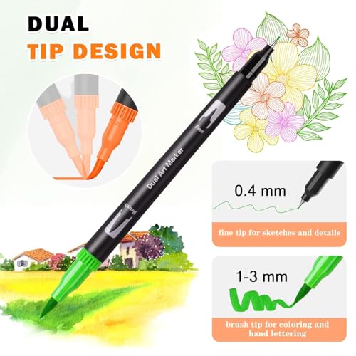 Image of Acrylic Paint Markers Brush Tip Set | Vibrant Colors with Direct-Liquid Ink System | Professional Art Paint Pens for Rock, Canvas, Glass, Wood, Plastic, Fabric & DIY Craft Projects (100)