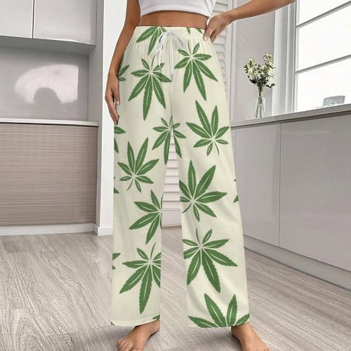 Pajama Pants for Mens Women Sweet Couple Home Lounge Bottoms Sleepwear Prensents Weed Pot Leaves2