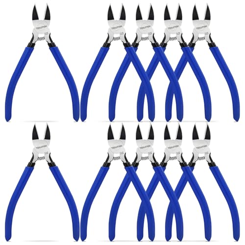 Image of 5 Inch Wire Cutters, Flush Side Cutter Pliers for Jewelry Making, Micro Flush Cutters for Artificial Flowers, Wire Snips, Model Nippers for Crafting, 3d Printing, 10 Pack