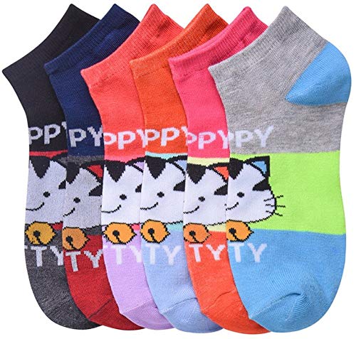 Image of ToBeInStyle Pack of 6 Printed & Solid Low Cut Ankle Socks - Kid's & Adults