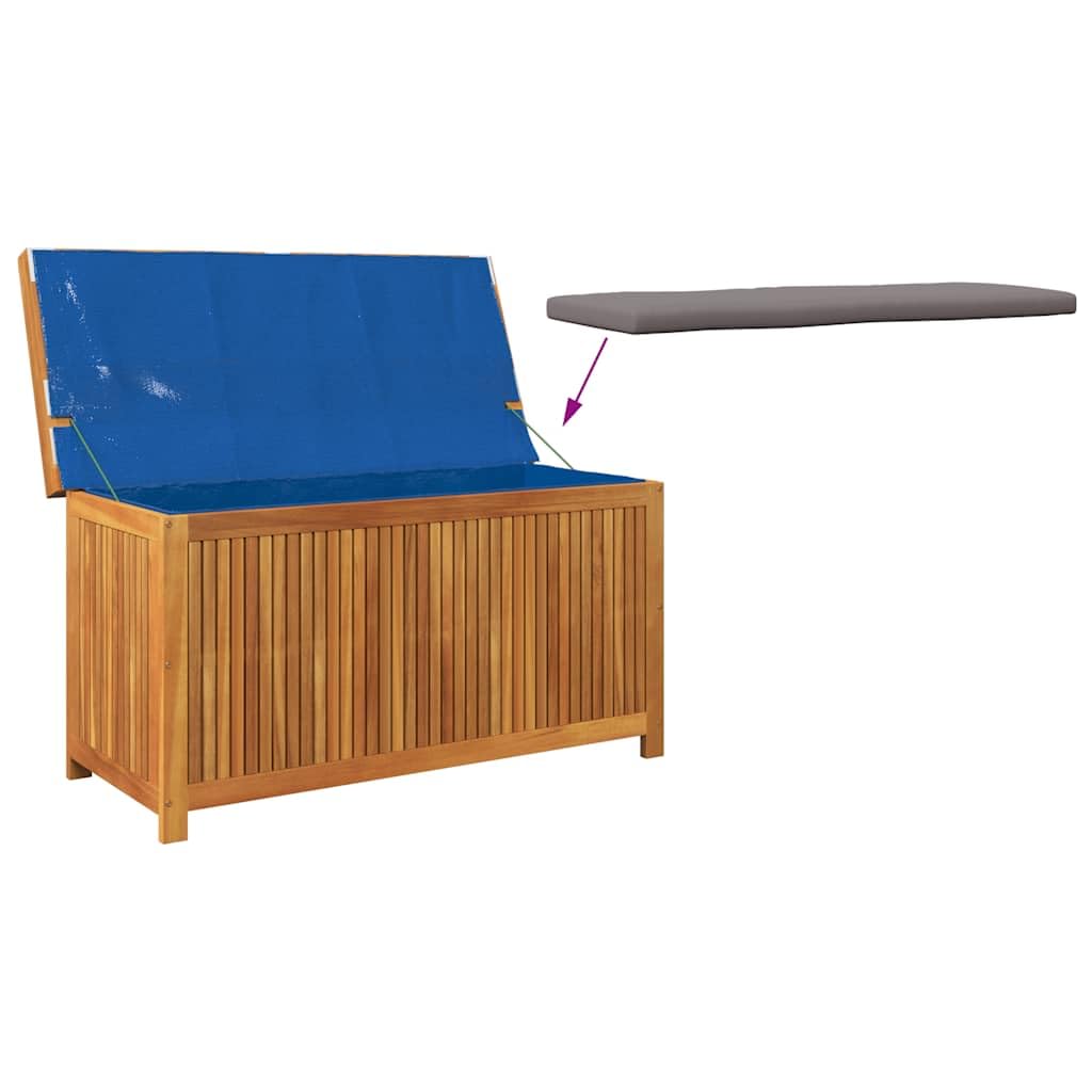 Boîte de rangement en acacia 113 x 50 x 60,5 cm avec coussin