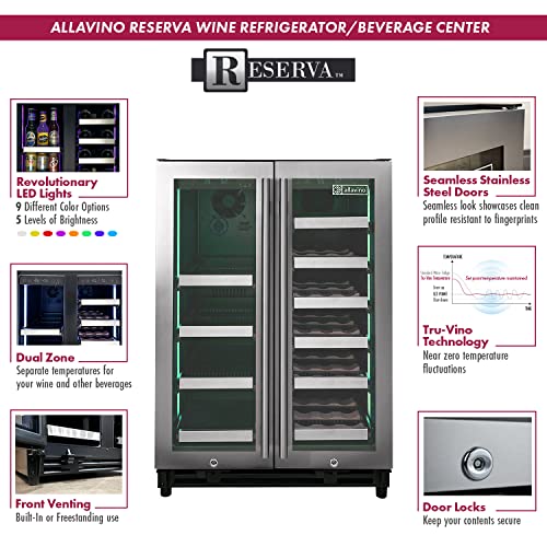 Image of Allavino 24 inch Wide 18 Bottle /66 Cans Dual Zone Stainless Steel Wine Beverage Center VSBCW34FD-2S