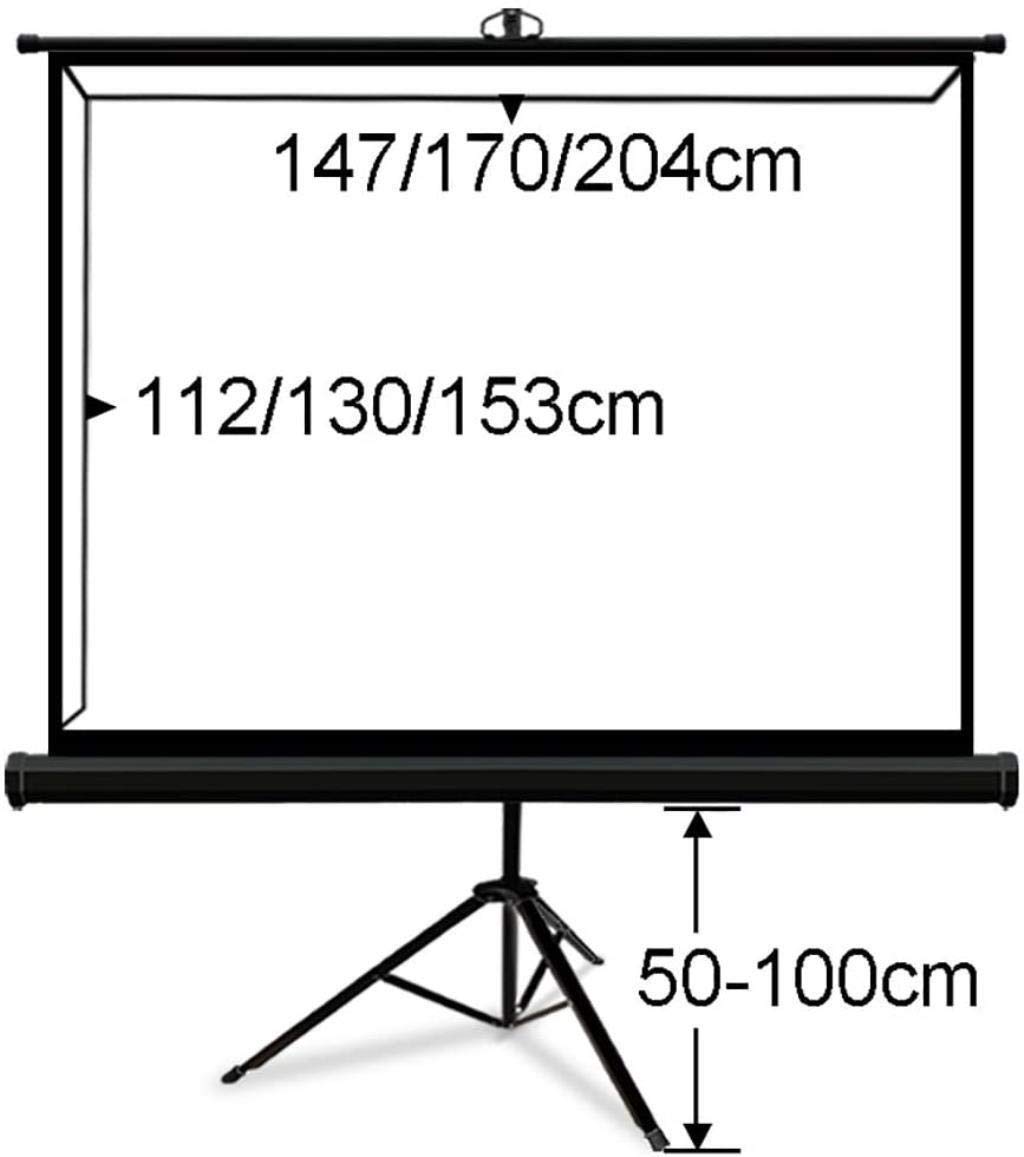 Ekran projekcyjny, Mobilny, przenośny, składany ekran z prostym wspornikiem, domowy ekran 4K HD do użytku domowego na zewnątrz, ręcznie rozwijany bez dziurkowania(White Frame,84inch)