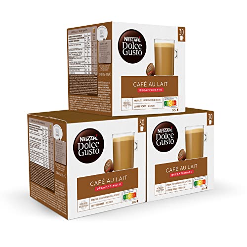 Nescafé Dolce Gusto Café con Leche Descafeinado, 3 x 30 Cápsulas (Total 90 Cápsulas)