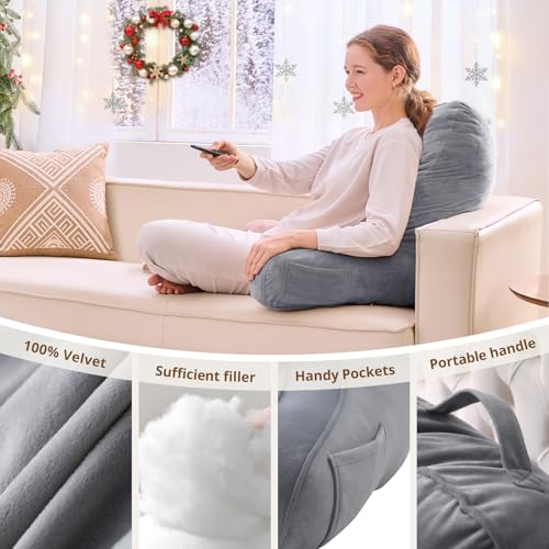 Image of Sasttie Reading Pillow for Bed, Back Pillow for Sitting Up, Dark Grey