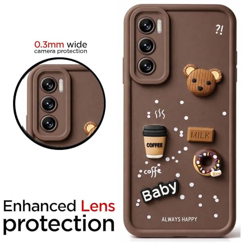 Image of Bintage Case Ball Bear| Donut| Milk Cake| Baby| Coffee Rubber Case Camera Protection Back Cover Compatible for Vivo V20 SE - Brown