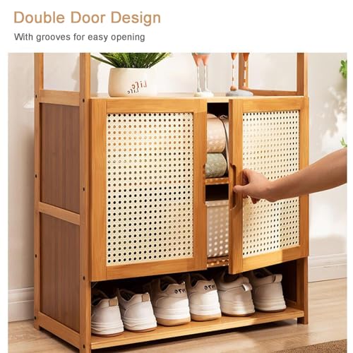 Porte-manteau rustique 4 en 1 de qualité supérieure avec banc de rangement