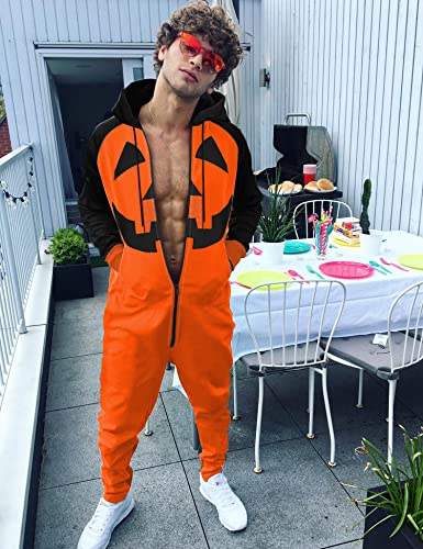 COOFANDY Mens Jumpsuit Onesie Rompers Drawstring Hooded Full Zip One Piece Tracksuit with Pockets4